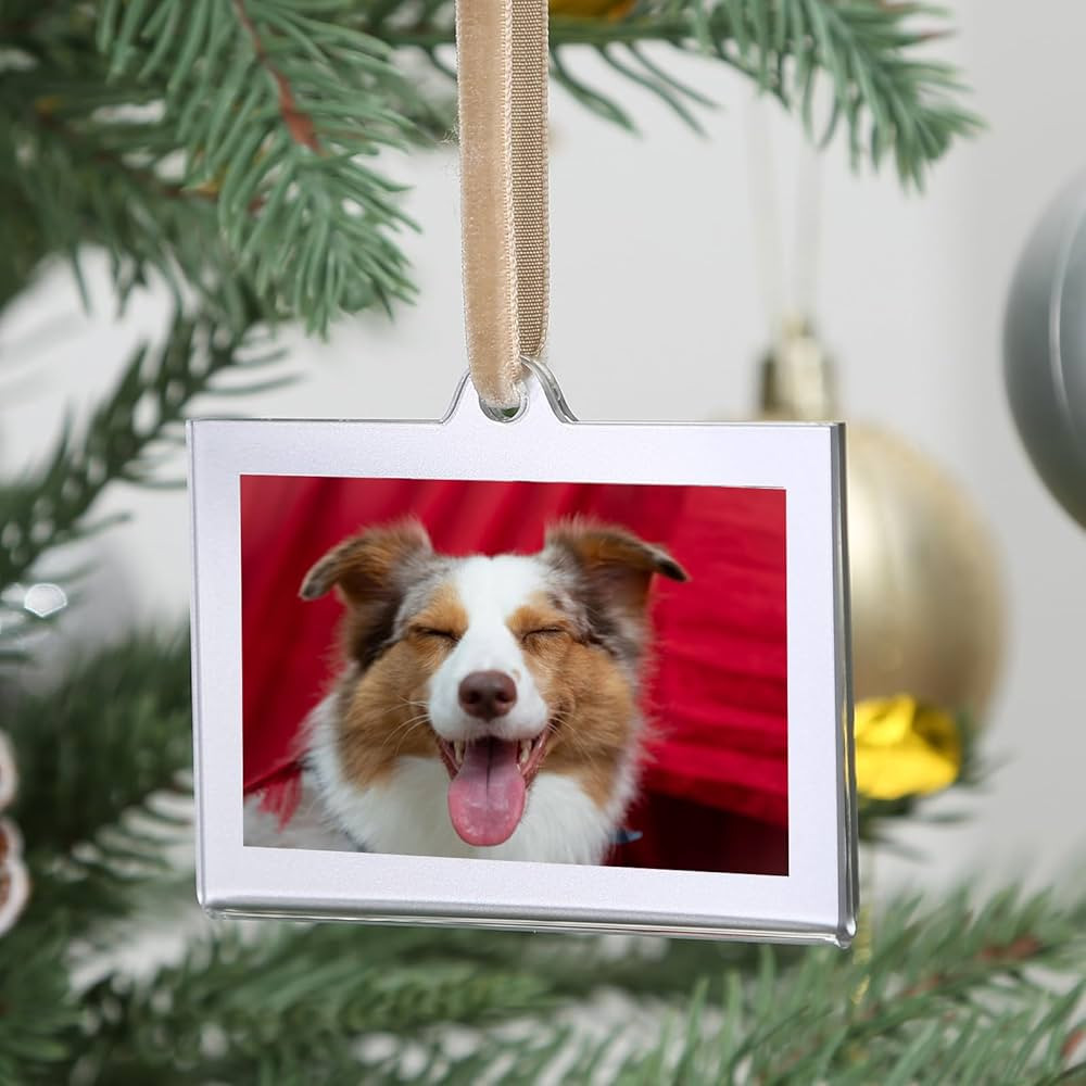 UNIQOOO Christmas Photo Acrylic Ornament Frames, 3x2 Inches,8 Pack Silver Frames for Picture,Doub... | Amazon (US)