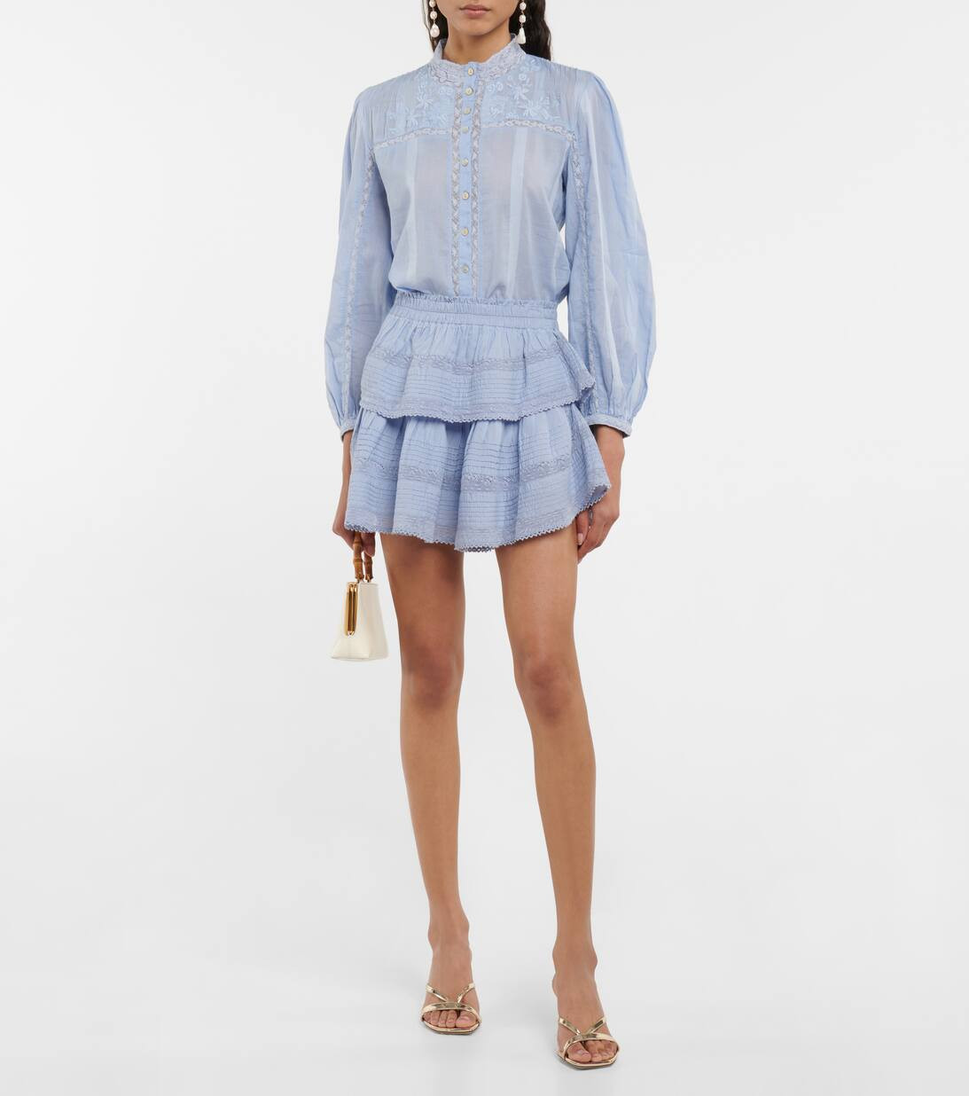 Ruffle shirred cotton miniskirt | Mytheresa (UK)