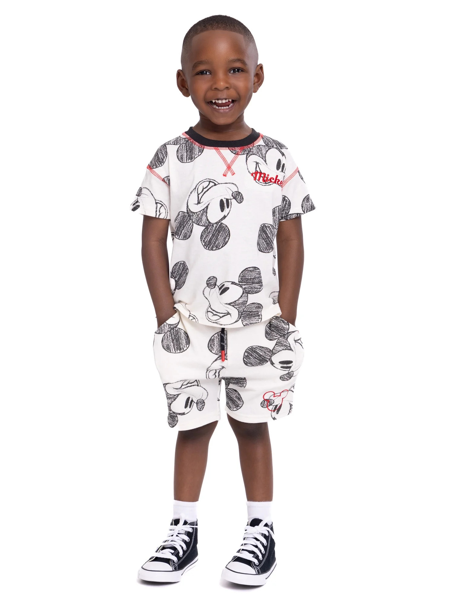 Mickey Mouse Toddler Boys Short Sleeve T-Shirt and Shorts Set, 2-Piece, Sizes 12M-5T | Walmart (US)