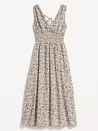 Waist-Defined Floral Sleeveless Tie-Back Smocked Maxi Dress for Women | Old Navy (US)