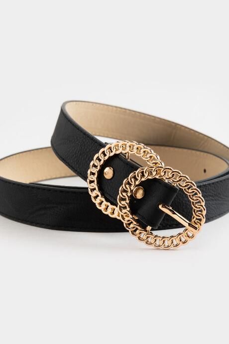 Ava Chain Link Double Circle Belt - Black | Francesca’s Collections
