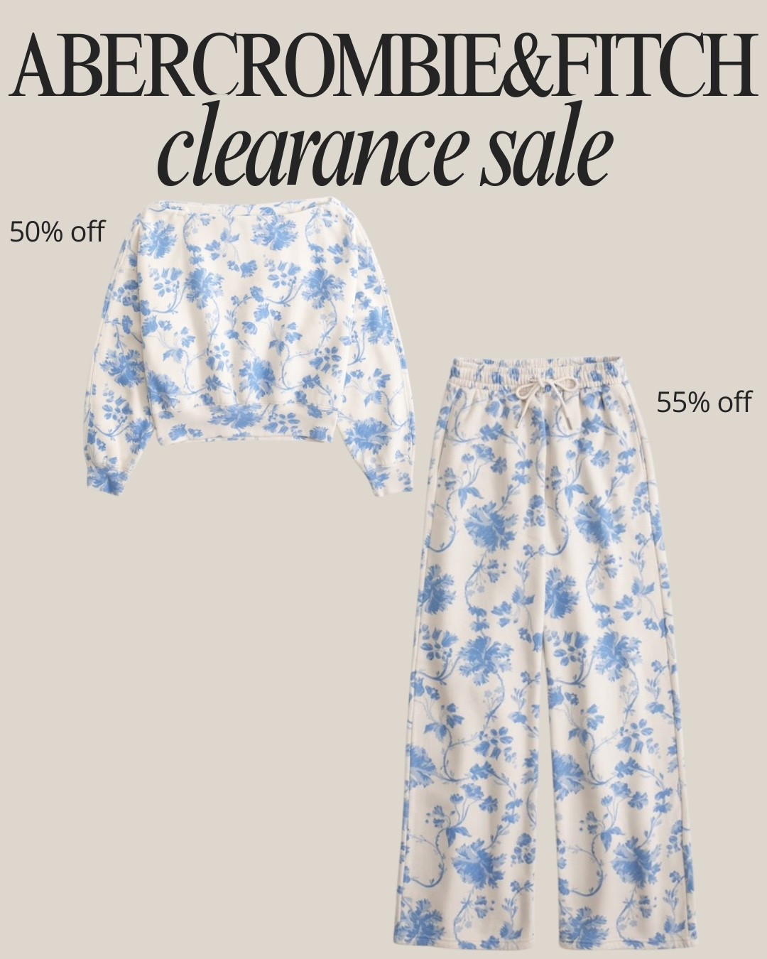 Can we take a moment for this matching Abercrombie & Fitch floral set? I was already sold on the print but it’s on clearance too?! IMMEDIATELY adding to my cart😍 #AbercrombieandFitch #ClearanceSale #MatchingSet #SweatSuit #LTKFindsUnder50

#LTKootd #LTKSaleAlert