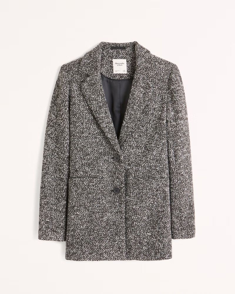 Textured Blazer Coat | Black Blazer | Black Coat Coats | Abercrombie Coat Outfit | Abercrombie & Fitch (US)