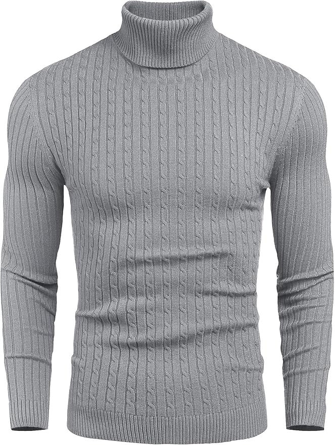 COOFANDY Men's Slim Fit Turtleneck Sweater Casual Twist Patterned Pullover Knitted Sweaters | Amazon (US)