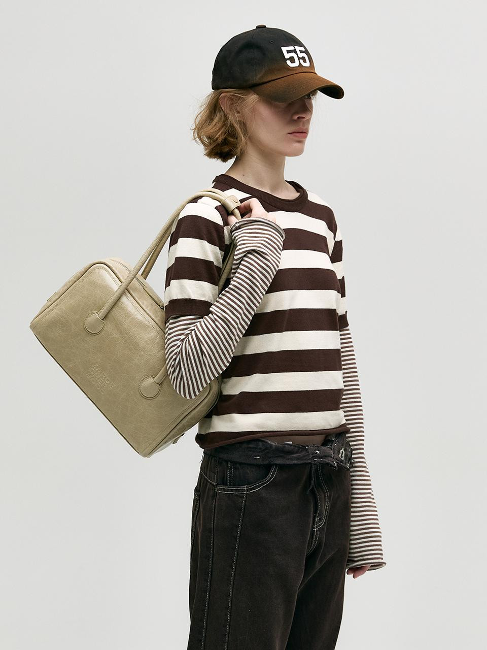 SOFT BOSTON Pull-up Crinkle Shoulder Bag [Khaki Beige] | W Concept (US)