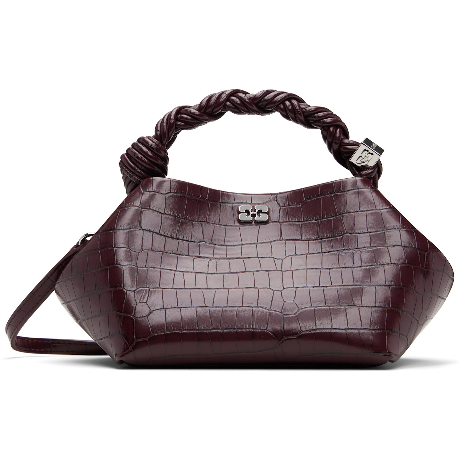GANNI Burgundy Croco Small Bou Bag | SSENSE