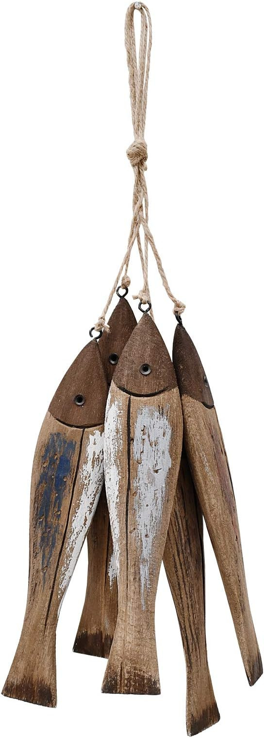 Attraction Design Wooden Fish Decor Hanging Wood Fish Decorations for Wall, Rustic Nautical Fish ... | Amazon (US)
