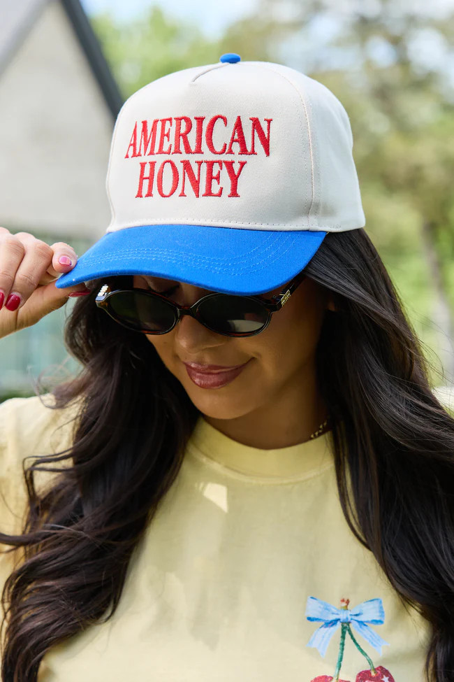 American Honey Blue Trucker Hat | Pink Lily