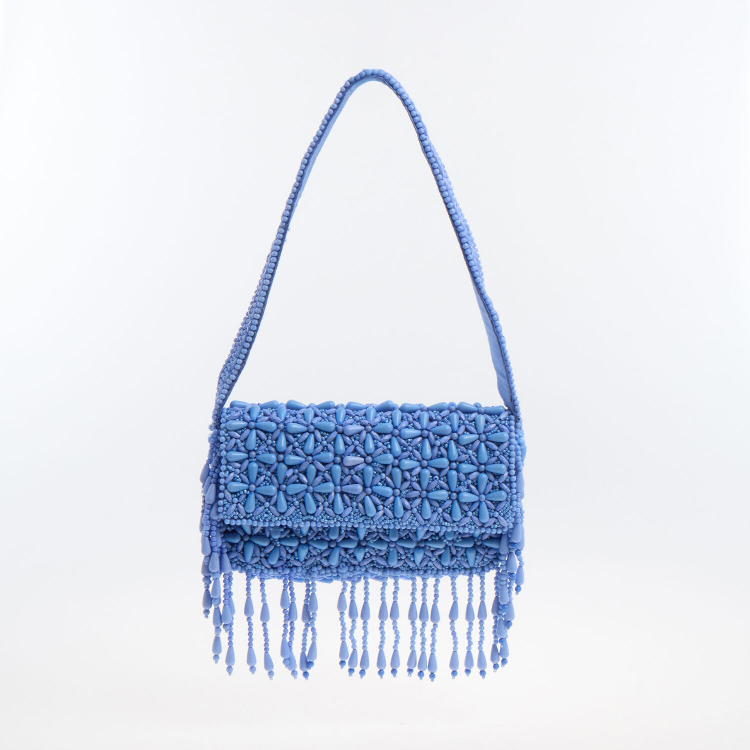 Blue Fringed Beaded Envelope Bag | TK Maxx