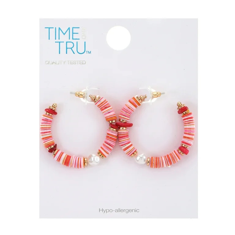 Time and Tru Women's Hoop Earring, Pink - Walmart.com | Walmart (US)