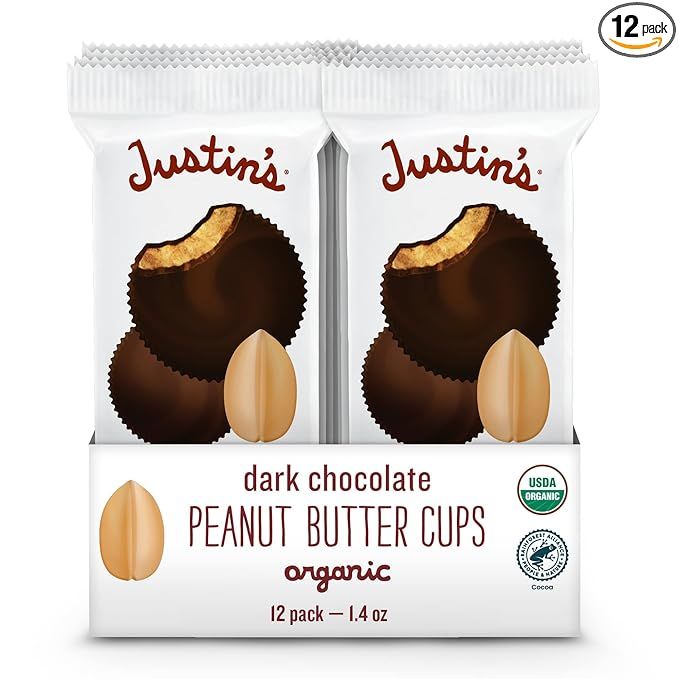 JUSTIN'S Organic Dark Chocolate Peanut Butter Cups, 12 Pack (2 cups each) | Amazon (US)