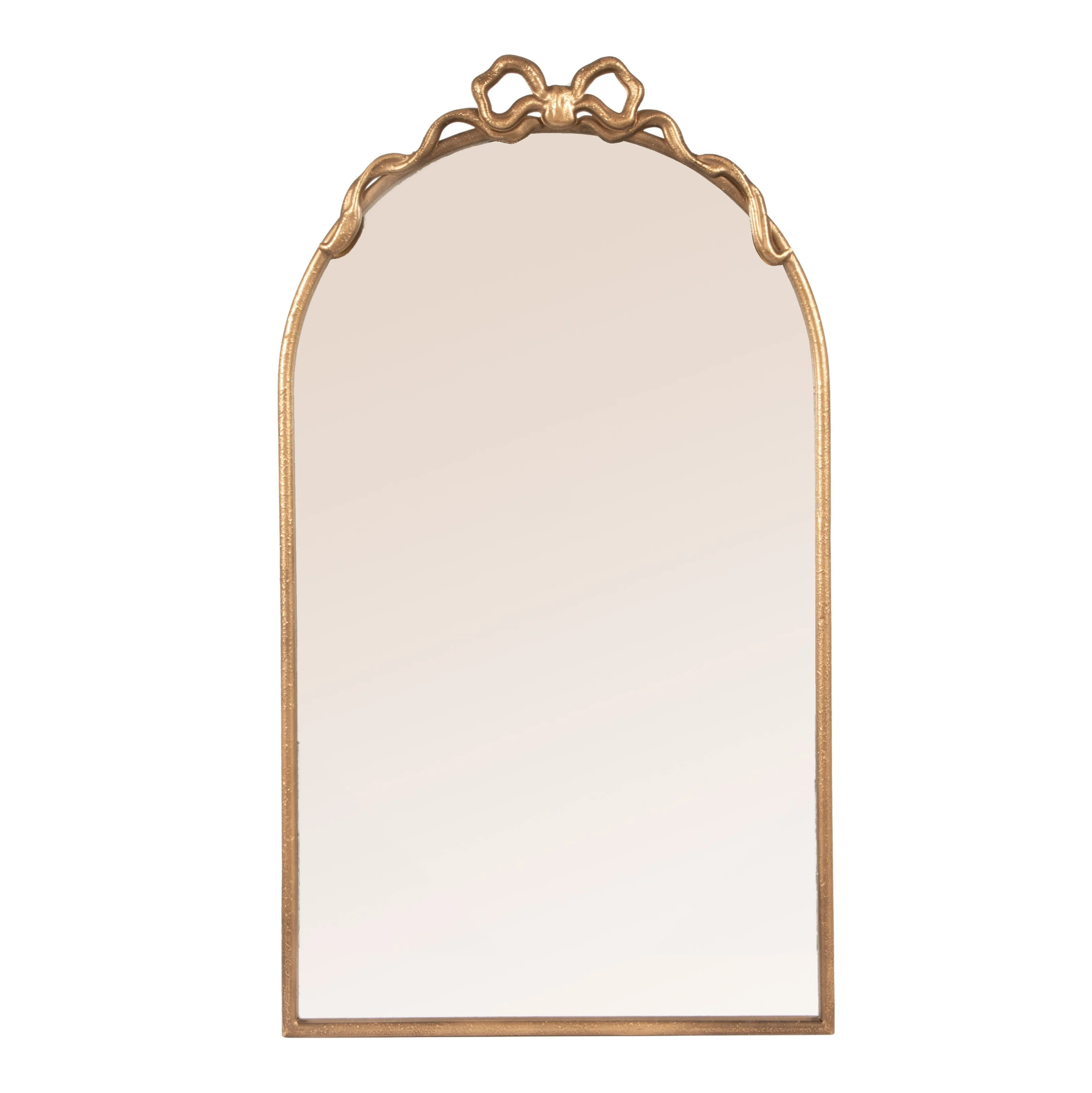 Arched Gold Iron Mirror With Decorative Bow | Wayfair North America