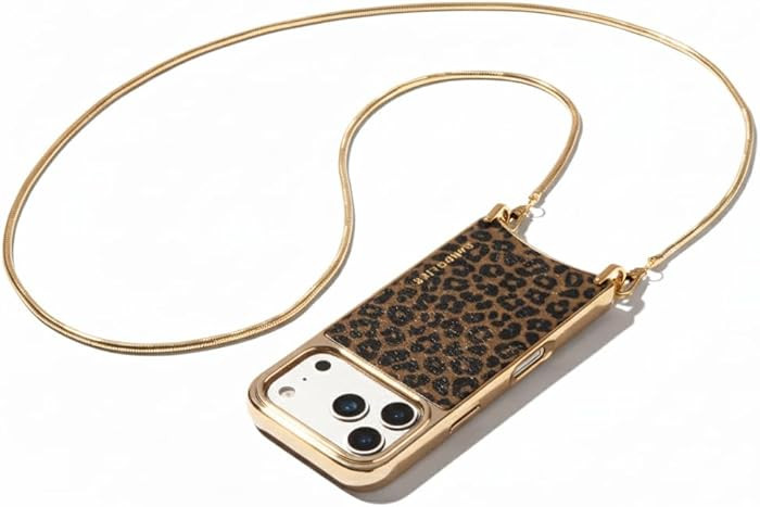 Bandolier Rayna Crossbody Phone Case for iPhone 17 Pro Max. 100% Genuine Pebble Leather. Leopard ... | Amazon (US)