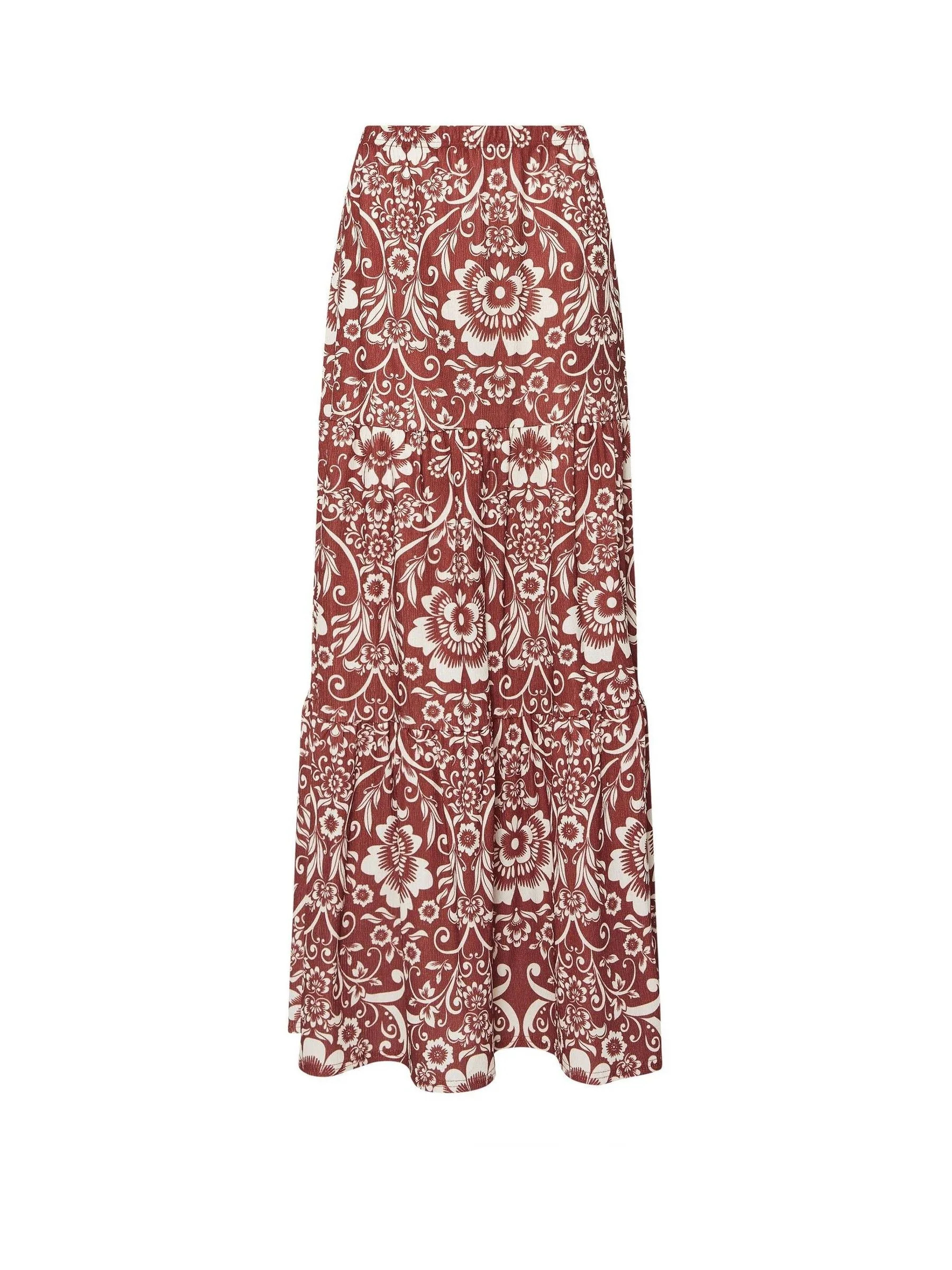 Long Tall Sally Long Tall Sally Red Floral Print Tiered Maxi Skirt | Next US
