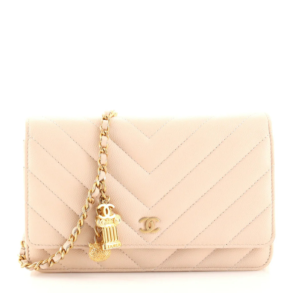Ancient Greek Charm Wallet on Chain Chevron Caviar | Rebag