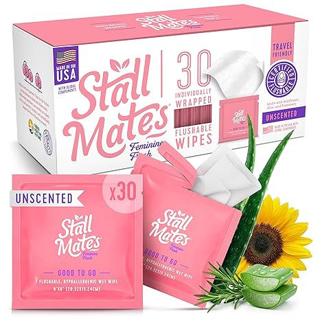 Stall Mates Feminine Fresh - Flushable Wipes, Individually Wrapped Cleansing Travel Friendly PH b... | Amazon (US)