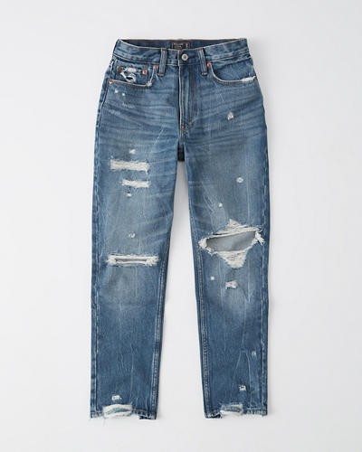 Ripped High Rise Mom Jeans | Abercrombie & Fitch US & UK