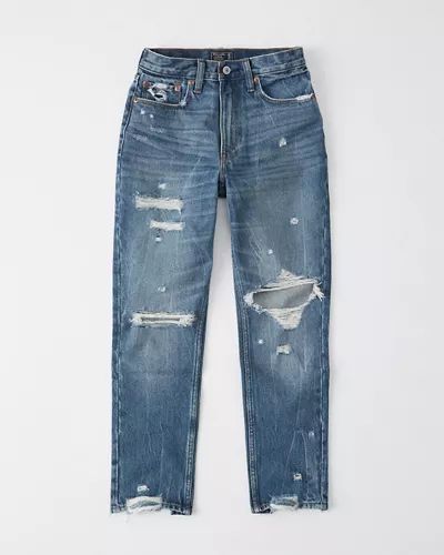 Ripped High Rise Mom Jeans | Abercrombie & Fitch US & UK