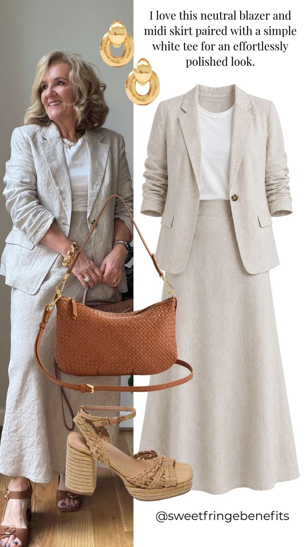 This neutral linen blazer and matching maxi skirt are timeless wardrobe staples. Layered over a simple white tee, this effortlessly polished look is perfect for work, travel, or elevating everyday style.

💡 LTK MADE EASY

❤️ Heart = Support my posts
🔖 Save = Get sale & restock alerts
📋 Lists = Keep favorites organized
📲 Share = Send to yourself for later
💬 Comment = Ask me anything 

 #LTKootd #LTKSeasonal #LTKOver40
