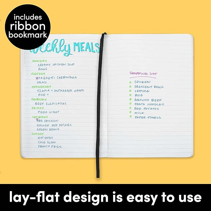 PAPERAGE Lined Journal Notebook, (Black), 160 Pages, Medium 5.7 inches x 8 inches - 100 GSM Thick... | Amazon (US)