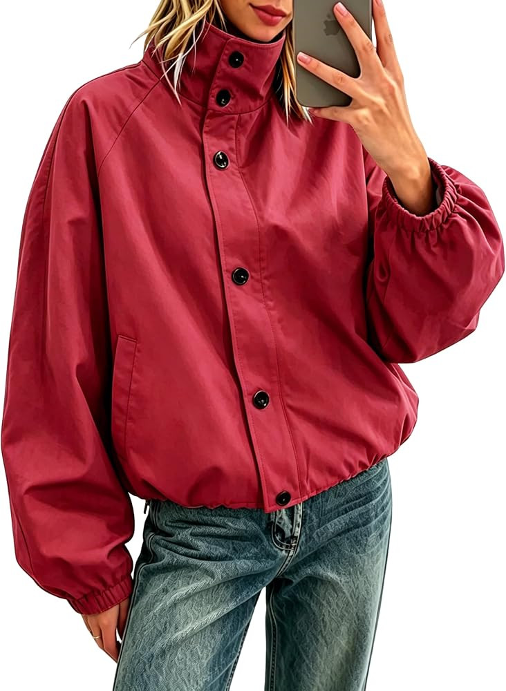 Megfie Womens Oversized Funnel Neck Bomber Puff Jacket Windproof Waterproof Lightweight Shacket S... | Amazon (US)