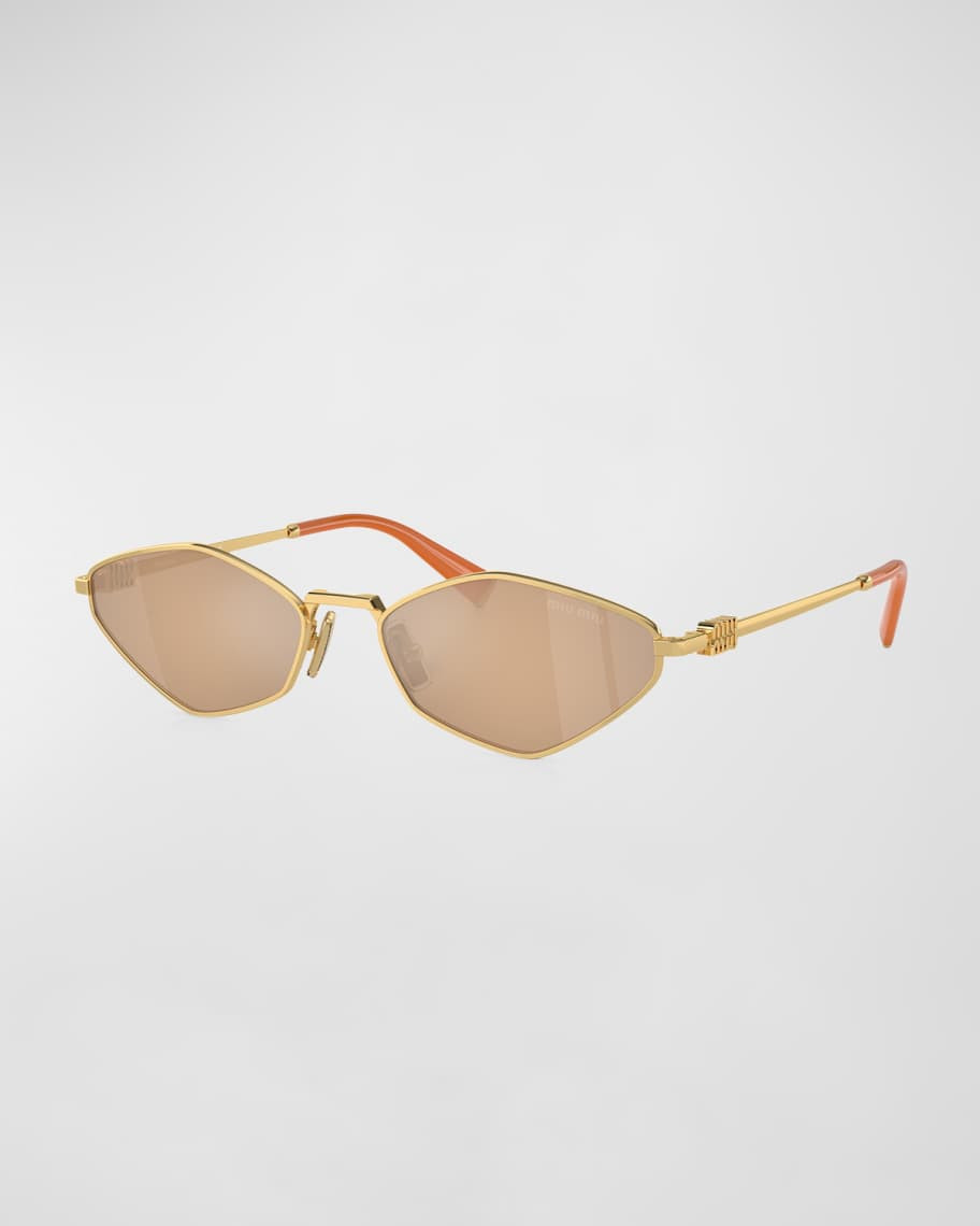 Mirrored Geometric Metal & Plastic Oval Sunglasses | Neiman Marcus