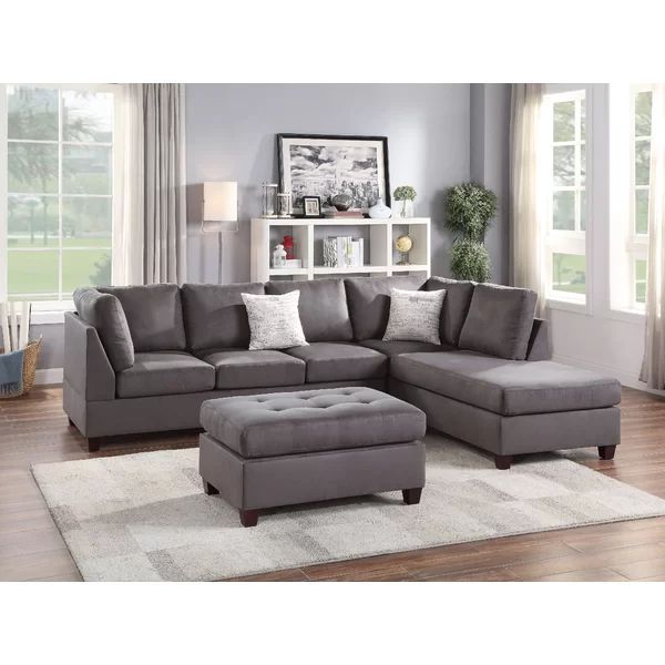 Meece 112" Wide Reversible Sofa & Chaise with Ottoman | Wayfair North America