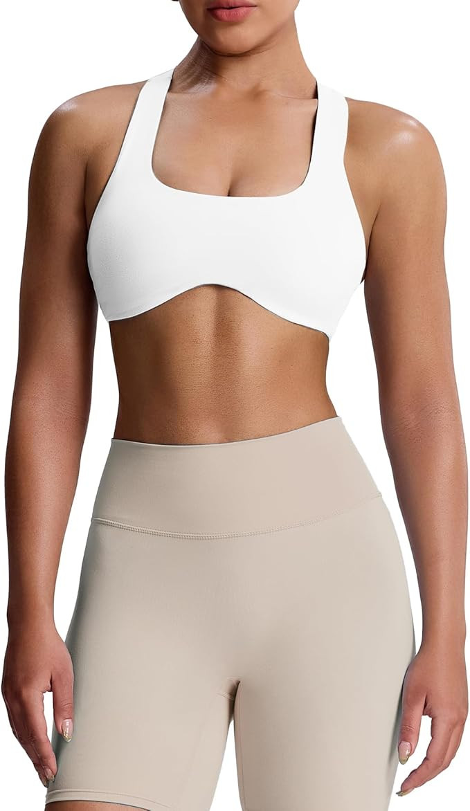 Aoxjox Women's Workout Sports Bras Fitness Backless Padded Define Sculpt Racerback Bra Yoga Crop ... | Amazon (US)