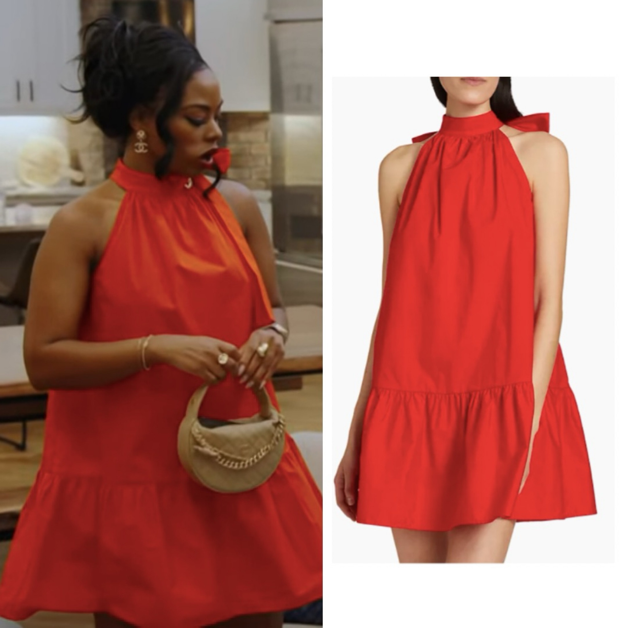 Keiarna Stewart’s Red Bow Neck Dress 