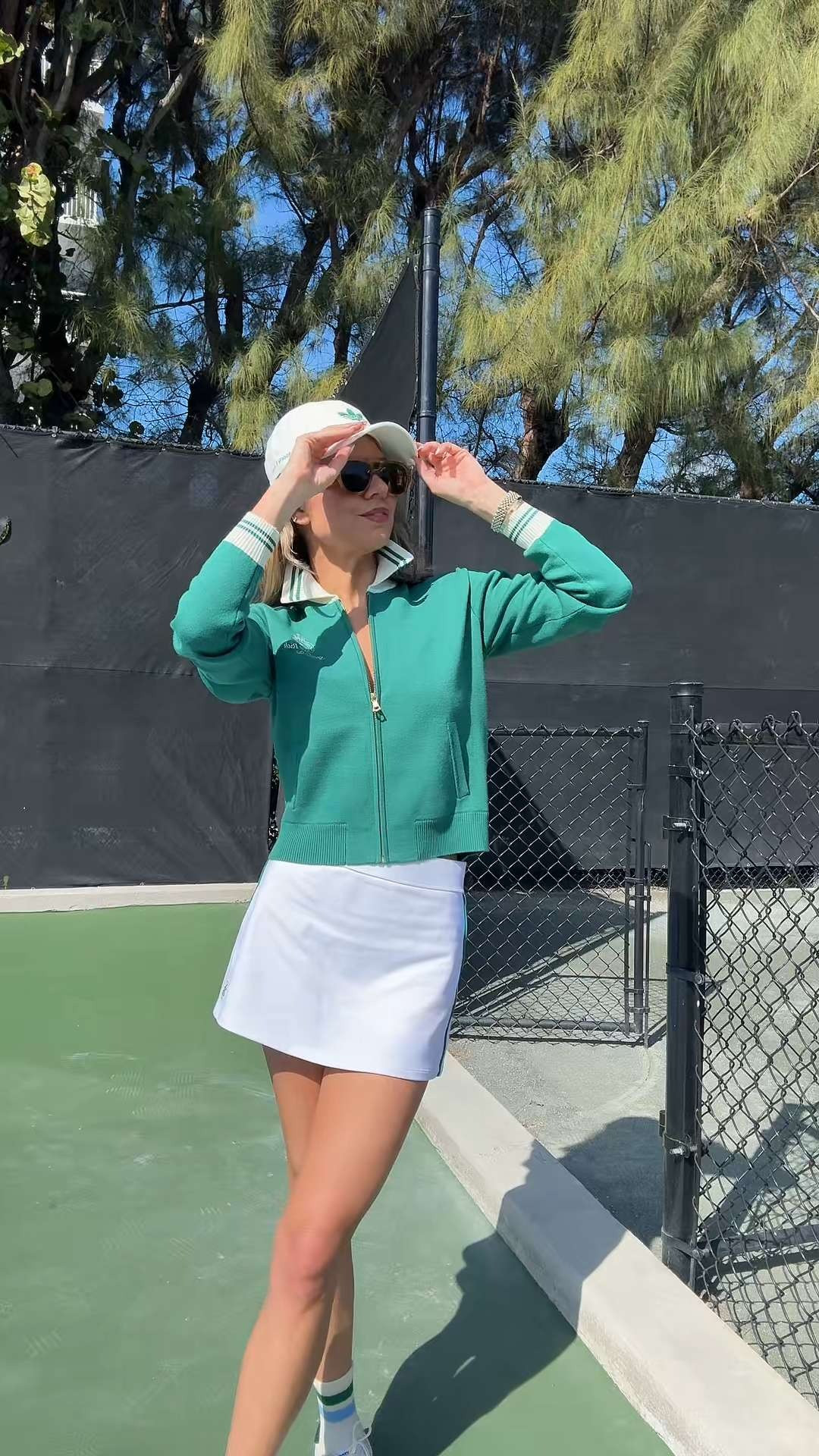 My tennis outfit today! Love the pops of green paired with white. 🤍🎾 

 #LTKgrwm #LTKootd #LTKActive