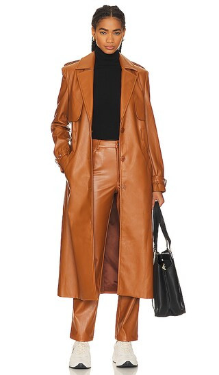 Faux Leather Trench in Tan | Revolve Clothing (Global)