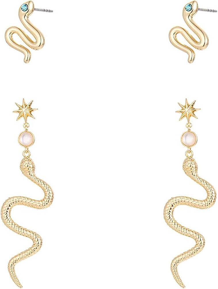 Gold Dangle Drop Earrings,Snake Earrings for Women，Statement Earrngs with Gold Snake Pendant Tr... | Amazon (US)