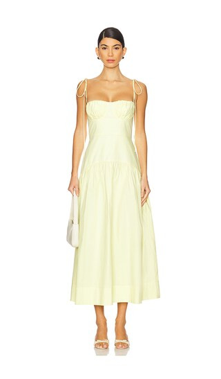 Maiori Gathered Midi Dress in Lemon | Revolve Clothing (Global)