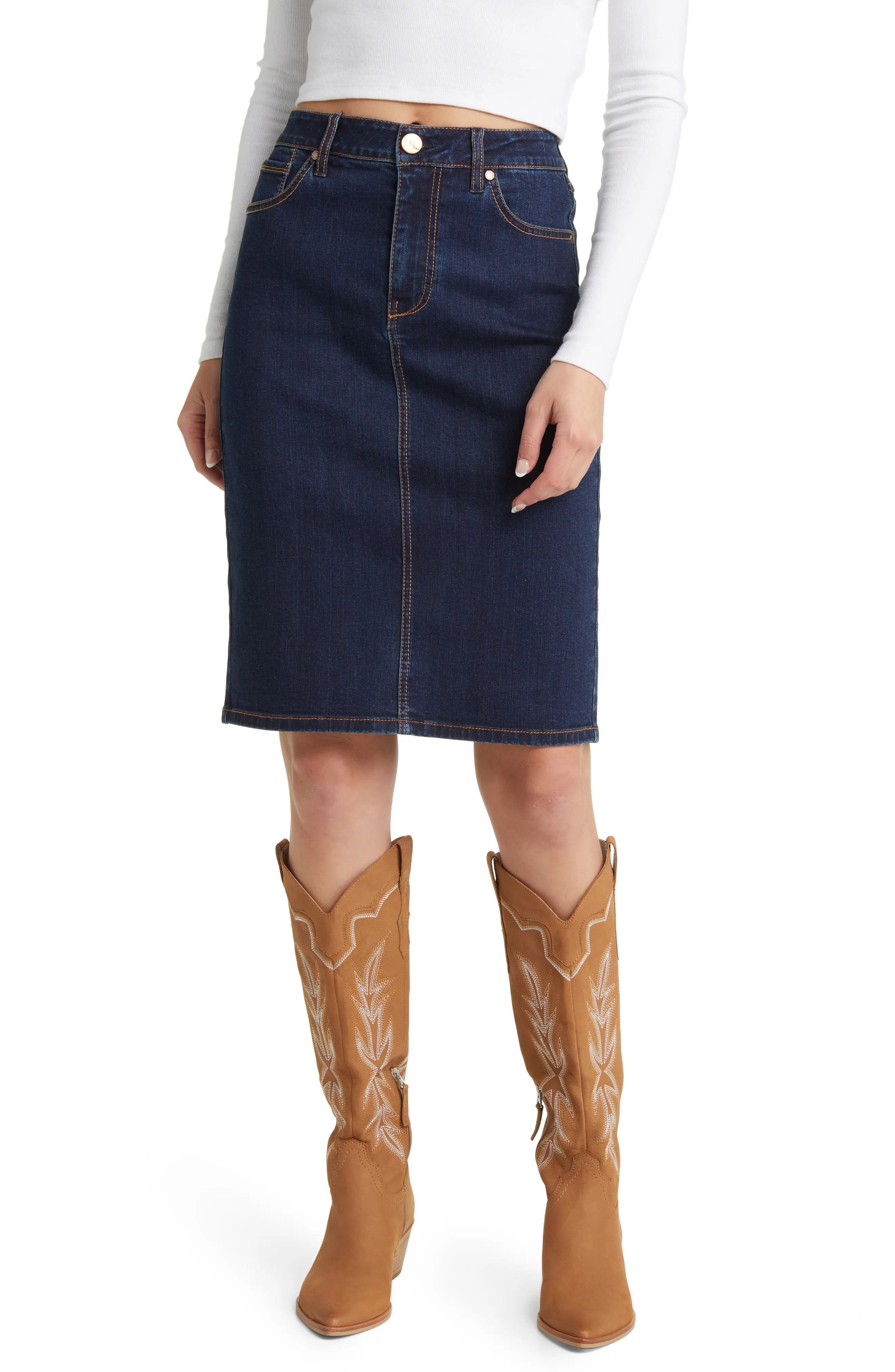1822 Denim High Waist Denim Skirt (Women) | Nordstrom | Nordstrom