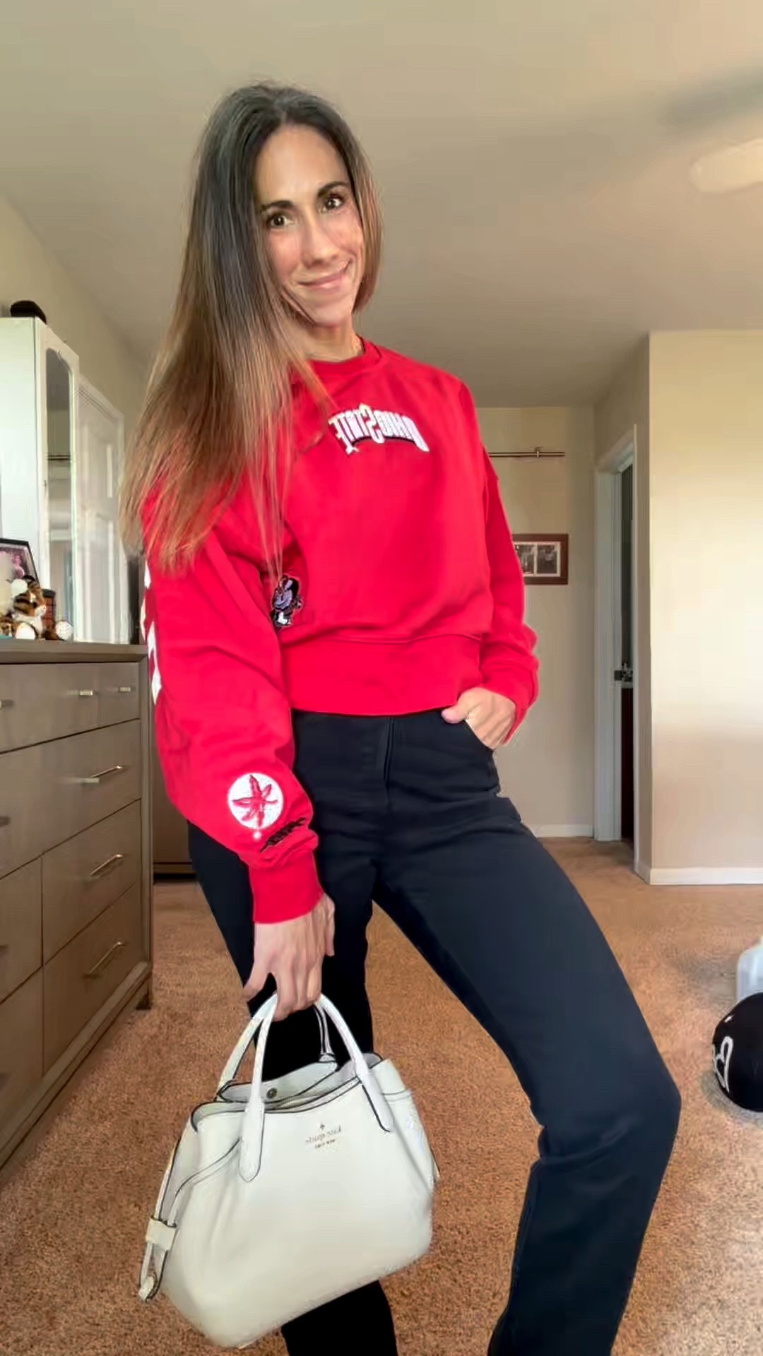 Game day, but make it cute. ❤️🏈

This Ohio State sweatshirt + black denim combo is such an easy Buckeye fit without feeling like I’m wearing a whole damn uniform. 😂

Sweatshirt: Small
Jeans: 27x32
Shoes: Men’s 7.5

#OhioStateStyle #BuckeyeGameDay #GameDayFit #OhioStateOutfit #footballseason @Kate Spade @levi

#LTKootd #LTKSeasonal #LTKOver40
