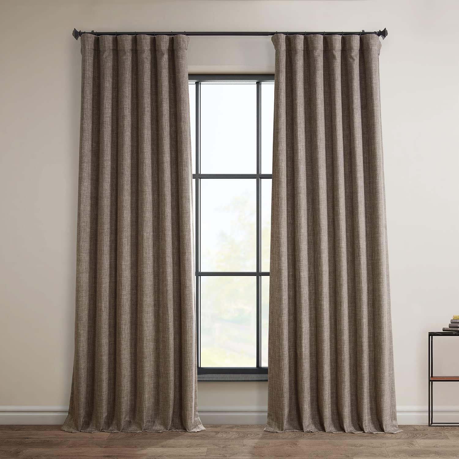 HPD Half Price Drapes Faux Linen Room Darkening Curtains - 108 Inches Long Luxury Linen Curtains for Bedroom & Living Room (1 Panel), 50W X 108L, Dutch Cocoa | Amazon (US)