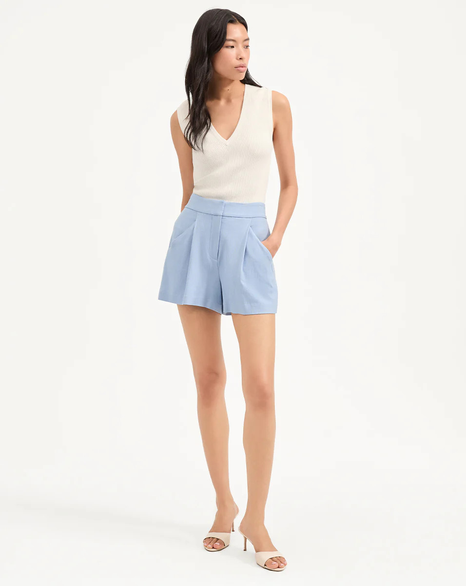 Elbe Pleated Shorts in Light Blue | Veronica Beard | Veronica Beard