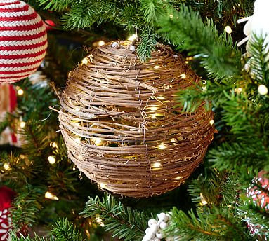 Twinkling Woven Grapewood Ball | Pottery Barn (US)