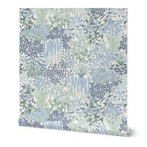 Wallpaper in Garden Bloom Floral Jumbo Large Blue Hufton Studio | Spoonflower