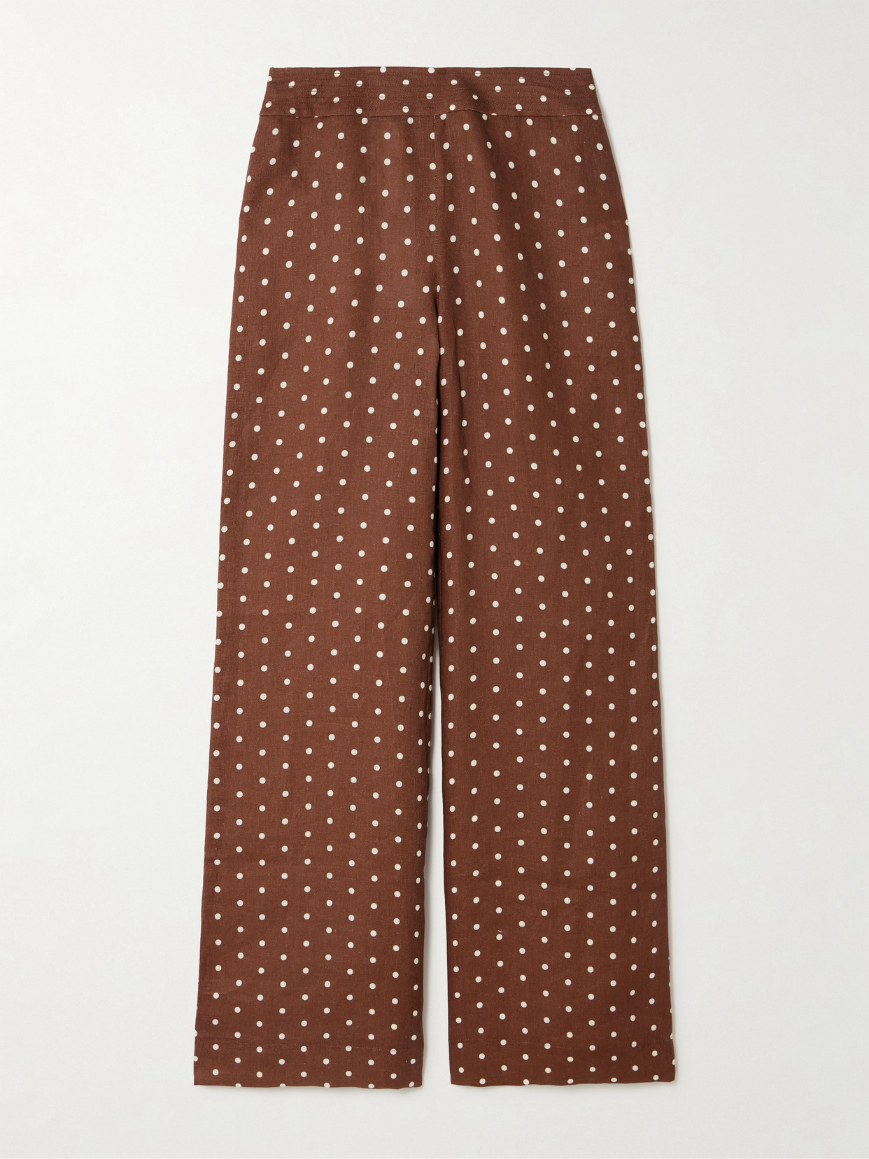Cara Cara - Josephine Polka-dot Linen Wide-leg Pants - Brown | NET-A-PORTER (US)