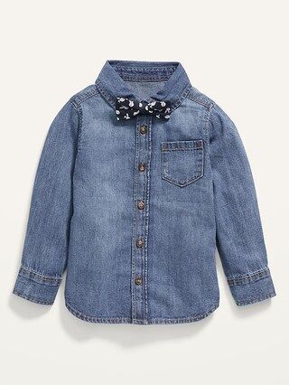Long-Sleeve Jean Shirt and Poplin Bow-Tie Set for Toddler Boys | Old Navy (US)