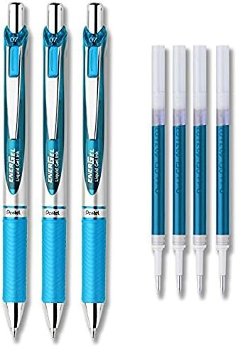 Pentel EnerGel Deluxe RTX Liquid Gel Ink Pen Set Kit, Pack of 3 with 0.7mm Pen with 4 Refills (Sk... | Amazon (US)