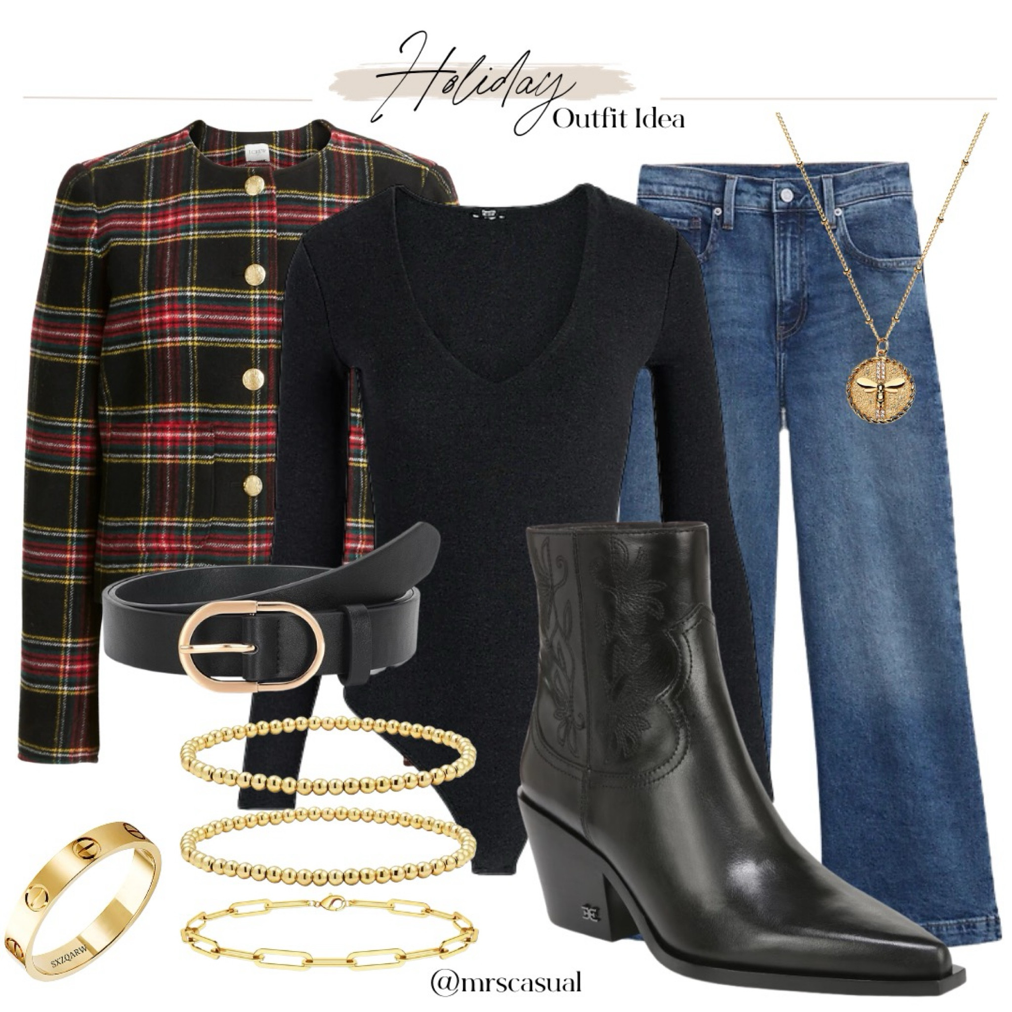 Holiday plaid lady jacket casual outfit idea ❤️ 

#LTKCyberWeek 

#LTKHoliday #LTKfindsunder100