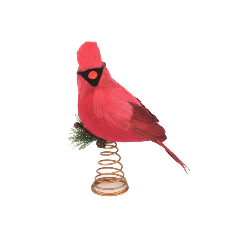 Holly Feather Cardinal Tree Topper | Wayfair North America