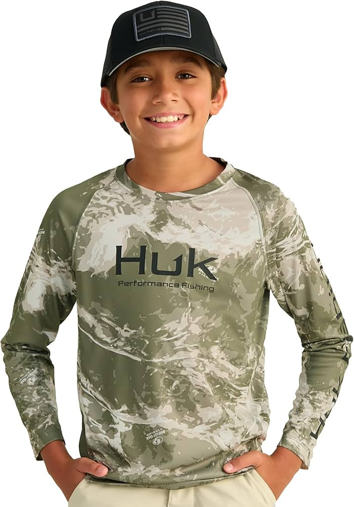 HUK Boys Pursuit Camo Crew Sleeve Shirt, Performance Shirt for Kids | Amazon (US)
