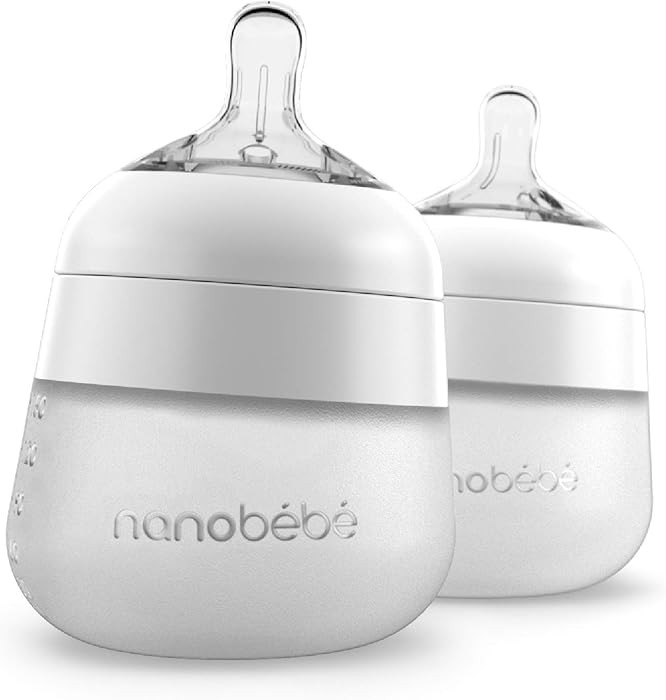 Nanobebe Flexy Silicone Baby Bottle, Anti-Colic, Natural Feel, Non-Collapsing Nipple, Non-Tip Sta... | Amazon (US)