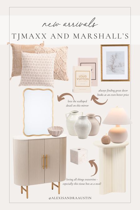 New arrivals and favorite finds from Marshall’s and TJMaxx! The perfect neutral finds to elevate your summer space 

Home finds, new arrivals, furniture favorites, throw pillow, decor book, vase finds, lamp faves, mirror finds, gold detail, scalloped mirror, side table, travertine detail, side table, TJ Maxx, Marshall’s, affordable finds, summer style, home refresh, living room refresh, entry way details, neutral home, aesthetic finds, shop the look!

#LTKStyleTip #LTKSeasonal #LTKHome