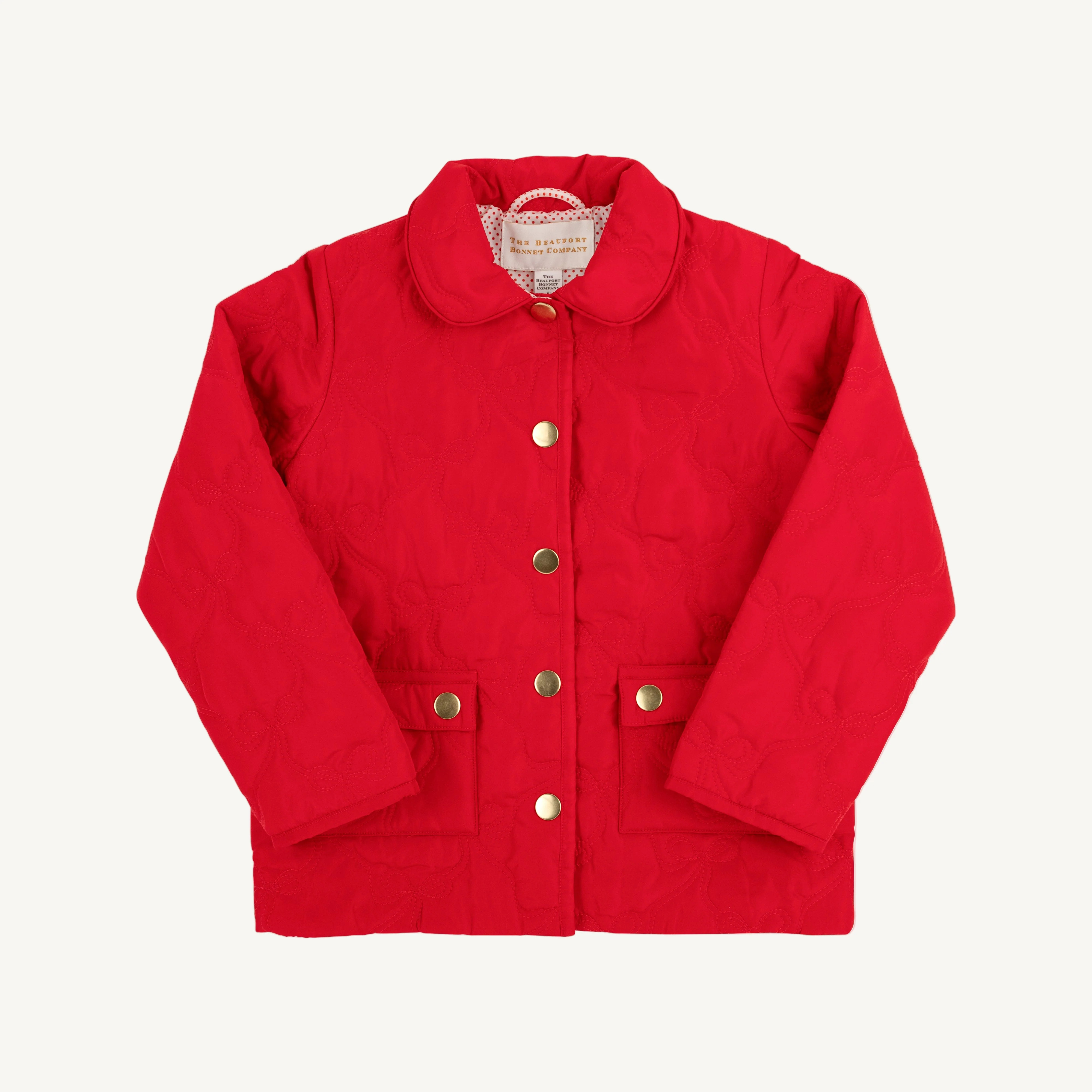 Kendall Quilted Coat - Richmond Red Bows with Richmond Red Micro Dot | The Beaufort Bonnet Company