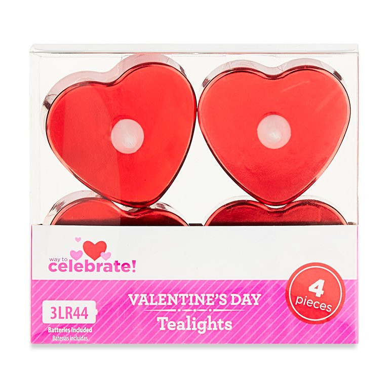 Valentine’s Day Red Heart LED Tealight Candles, 4 Count, by Way To Celebrate - Walmart.com | Walmart (US)