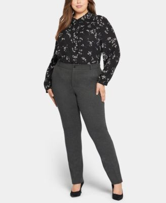 Nydj Plus Size Classic Trouser Pants - Charcoal Heathered | Macy's